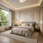 Runwal Lands End Kolshet Road Thane West 2 BHK Second Bedroom With Minimal Design Comfortable Bed Large Window Natural Light