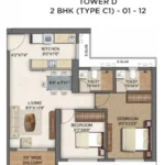Runwal Lands End Kolshet Road Thane West 2 BHK Type C1 Floor Plan