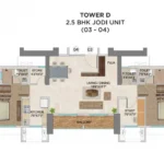 Runwal Lands End Kolshet Road Thane West 2.5 BHK Jodi Unit Floor Plan