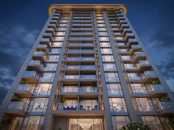Sejal City Goregaon East Residential Tower Exterior View With Glass Facade Balconies Premium Elevation