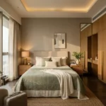 Siddhi Darshan Prabhadevi 2 BHK Modern Bedroom With Wooden Wardrobes And City View Window