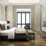 Spenta Anthea JP Road Versova Andheri West 3 BHK Bedroom With Wooden Flooring Large Windows Contemporary Furniture