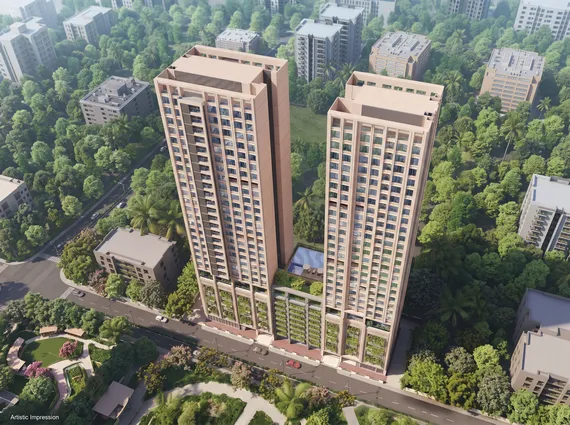 Spenta Anthea JP Road Versova Andheri West Residential Tower Aerial View With Twin Towers Landscaped Surroundings And Urban Skyline