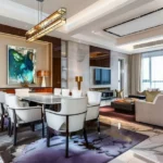 The Gateway Sector 6 Vashi Navi Mumbai 3 BHK Abstract Art White Dining Chair Marble Floor Open Plan Dining Living Room