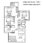 Sector 6 Vashi Navi Mumbai 3 BHK Floor Plan