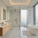 The Gateway Sector 6 Vashi Navi Mumbai 3 BHK Freestanding Tub Glass Shower Seafront Master Bathroom