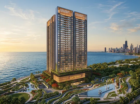 The Gateway Sector 6 Vashi Navi Mumbai Lit Glazed Tower Waterfront Tropical Garden Exterior