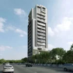 Tranquil Bay Prabhadevi Slim High Rise Glass Balcony Tree Lined Street Level Exterior