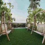 3 BHK Vrindavan Malad West Landscaped Garden Area With Wooden Swing Seating