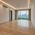 3 BHK One Avighna Park Living Room with Balcony Marble Flooring