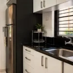 5 BHK Duplex Ashok Towers Parel Dark Granite Sink Steel Fridge Compact Kitchen