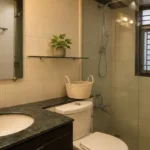 5 BHK Duplex Ashok Towers Parel Granite Vanity Plant Shelf Enclosed Shower Bathroom