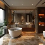 7 Dhuleva Malabar Hill Modern Bathroom Interior with Large Window Bathtub