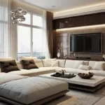 7 Dhuleva Malabar Hill Modern Living Room Interior Design with White Sofa