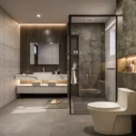 Celestria New Palm Beach Airoli 3 BHK Backlit Niche Double Sink Warm Cove Bathroom