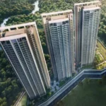 Celestria New Palm Beach Airoli High Rise Green Canopy Riverside Aerial Exterior