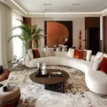 Delta Icon Sector 7 Airoli 3 BHK Printed Rug Palm Plant Cove Lit Living Room