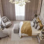 Delta Icon Sector 7 Airoli 3 BHK Mustard Throw Wood Floor Sitting Area Bedroom
