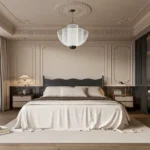 Delta Icon Sector 7 Airoli 3 BHK Ivory Panel Sheer Drape Arched Wardrobe Bedroom