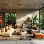 Kiran Canary Forest Plots Aamby Valley Concrete Ceiling Glass Wall Tropical Garden Living Room
