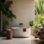 Kiran Canary Forest Plots Aamby Valley Open Air Stone Sink Lush Green Bathroom
