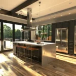 Kiran Canary Forest Plots Aamby Valley Dark Cabinet Steel Appliance Garden View Kitchen