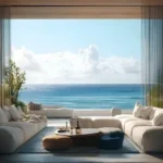 Ruparel Jewel Bhoiwada Parel 3 BHK Organic Coffee Table Sheer Drape Ocean Front Living Room