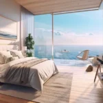 Ruparel Jewel Bhoiwada Parel 3 BHK Ocean Art Rattan Chair Sheer Panel Bedroom