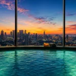 Ruparel Jewel Bhoiwada Parel Turquoise Water Dusk Glow City Panorama Rooftop Pool