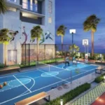 Ruparel Jewel Bhoiwada Parel Blue Court Palm Tree Dusk Lit Outdoor Sports Area