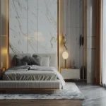 Ruparel Zinnia Borivali West 2 BHK Fluted Wall Sheer Drape Grey Marble Floor Bedroom