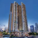 Sunbeam Heights Adarsh Nagar Andheri West Dual High Rise Warm Facade Street Level Dusk Skyline Exterior