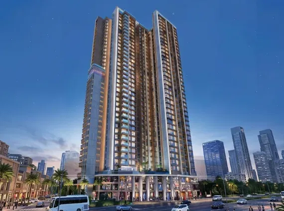 Sunbeam Heights Adarsh Nagar Andheri West Dual High Rise Warm Facade Street Level Dusk Skyline Exterior