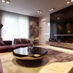 The Reserve Sector 11 Kharghar 3 BHK Floral Drape Warm Rug Recessed Lit Ceiling Living Room
