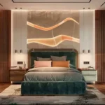 The Reserve Sector 11 Kharghar 3 BHK Herringbone Floor Pendant Lamp Neon Art Headboard Bedroom