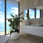 Lotus Amalfi Versova Luxury Master Bathroom with Ocean View Modern Vanity