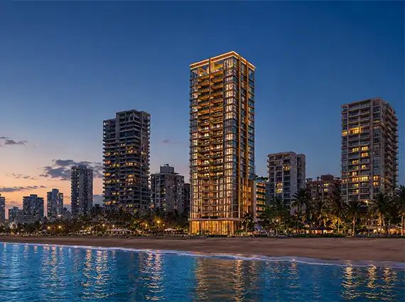 Lotus Portofino Versova Evening Elevation View from Beach