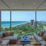Lotus The Arcadian Gulmohar Road Juhu Panoramic Living Room Large Windows Seascape with Blue Waters