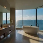 Rustomjee Cama Bandstand Bandra West Luxurious Bathroom with Freestanding Bathtub Overlooking Ocean