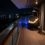 4 BHK Lake Front Solitaire Powai Balcony with Hanging Chair and Lake View