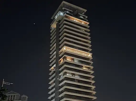 4 BHK Lake Front Solitaire Powai High-Rise Tower Exterior at Night