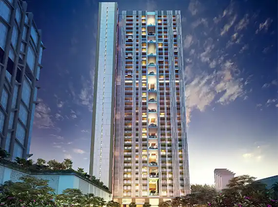 Lodha Lumis New Cuffe Parade Wadala Residential Tower Exterior At Dusk