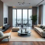 Three ICC Tower Dadar Living Room With Sofa Chairs And Plant