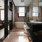 Three ICC Tower Dadar Modern Bathroom With Freestanding Bathtub