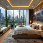 Three ICC Tower Dadar Modern Bedroom With Panoramic City View