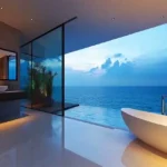 Lotus Aquaria Prabhadevi Ultra Luxury Bathroom with Infinity Plunge Pool Overlooking Ocean Below