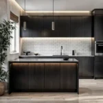 Lotus Avalon Bandra Bandstand Modern Kitchen Interior with Dark Wood Contemporary Design