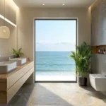 Lotus Avalon Bandra Bandstand Modern Luxury Bathroom with Sea View