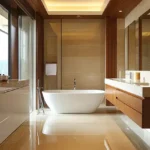 Lotus Imperial Carter Road Bandra West Luxury Modern Fitted Bathroom with Tub