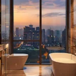 Marina Vista Pali Hill Luxury Bathroom Evening City View
